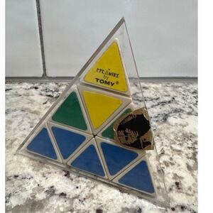 Vintage Pyraminx by Tomy 1981 Mechanical Puzzle Brain Teaser with Case